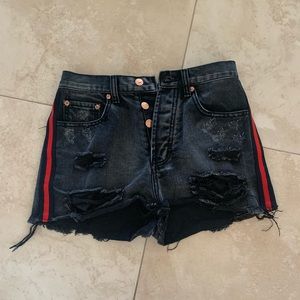 Black jean shorts